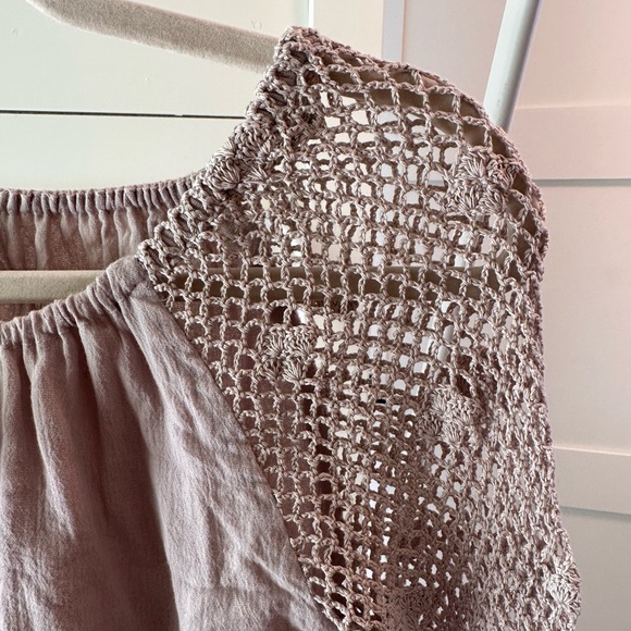 NWT Linen and Crochet Taupe Dress - Picture 3 of 3